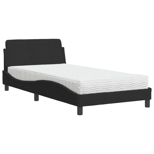 Bett mit Matratze Dover Schwarz 100x200 cm Samt