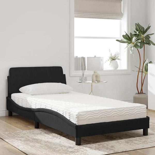 Bett mit Matratze Dover Schwarz 100x200 cm Samt