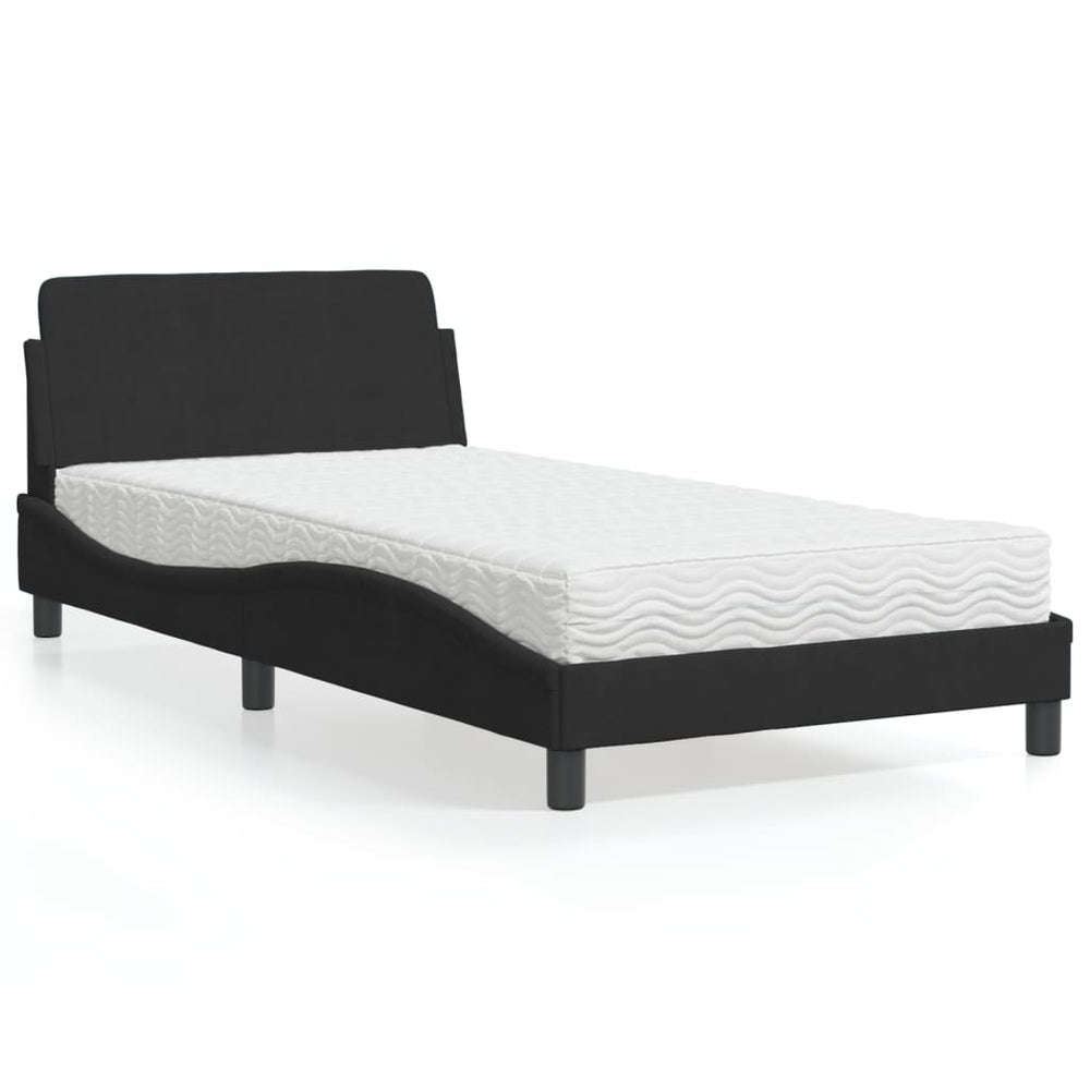 Bett mit Matratze Dover Schwarz 100x200 cm Samt