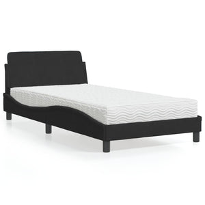 Bett mit Matratze Dover Schwarz 100x200 cm Samt