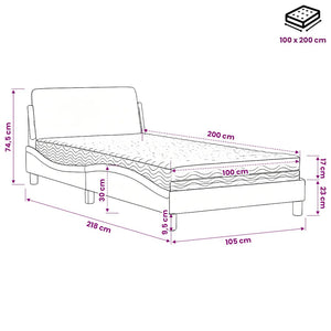 Bett mit Matratze Weiß 100x200 cm Kunstleder