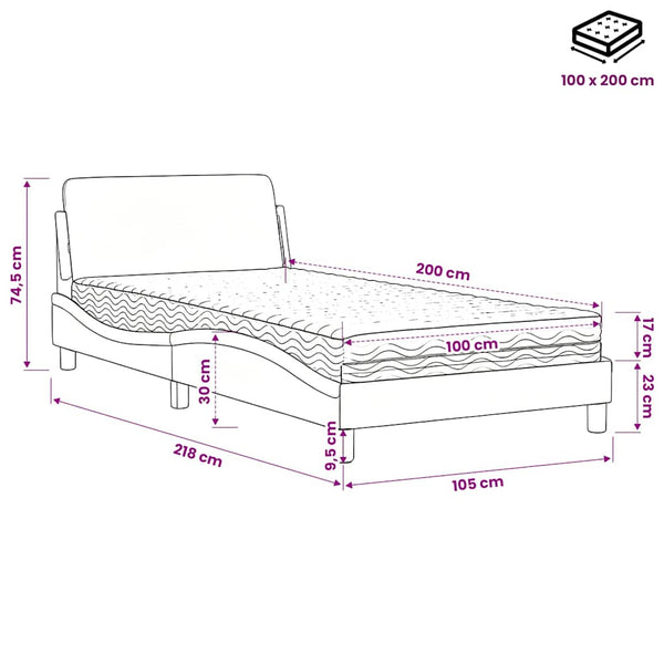 Bett mit Matratze Dover Braun 100x200 cm