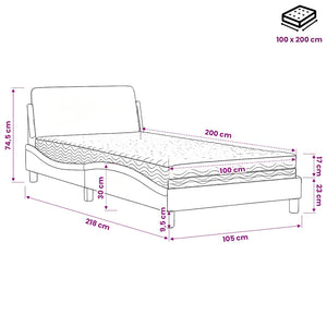 Bett mit Matratze Dover Grau 100x200 cm
