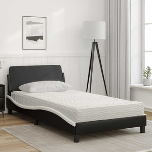 Bett mit Matratze 100x200 cm Kunstleder Schwarz/Weiß