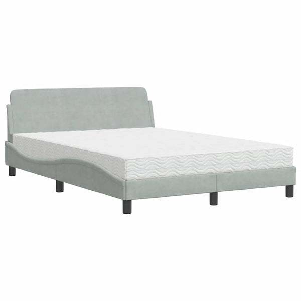 vidaXL Bed with Mattress "Dover" Light Grey 120x200 cm Velvet