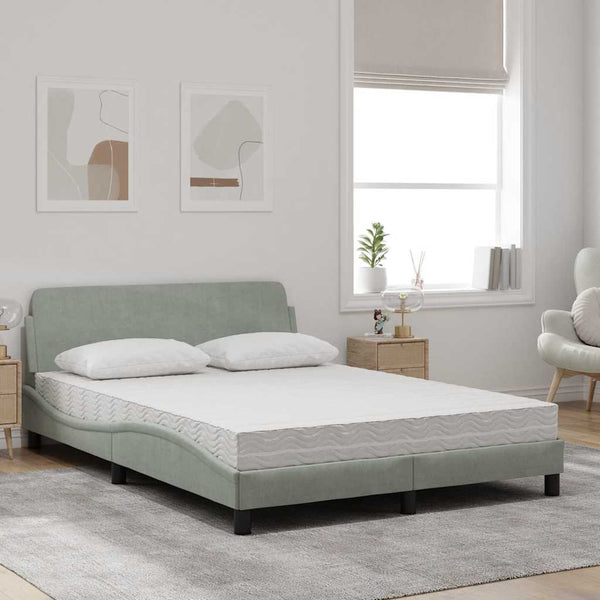 vidaXL Bed with Mattress "Dover" Light Grey 120x200 cm Velvet
