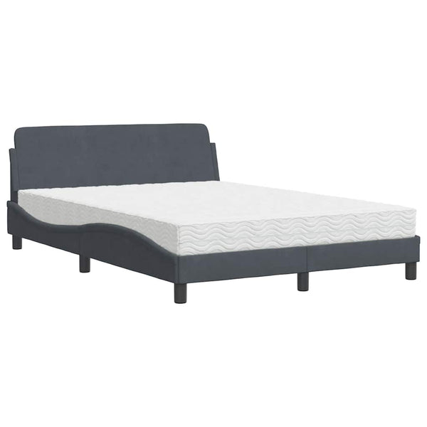 Bett mit Matratze "Dover" Dunkelgrau 120x200 cm Samt
