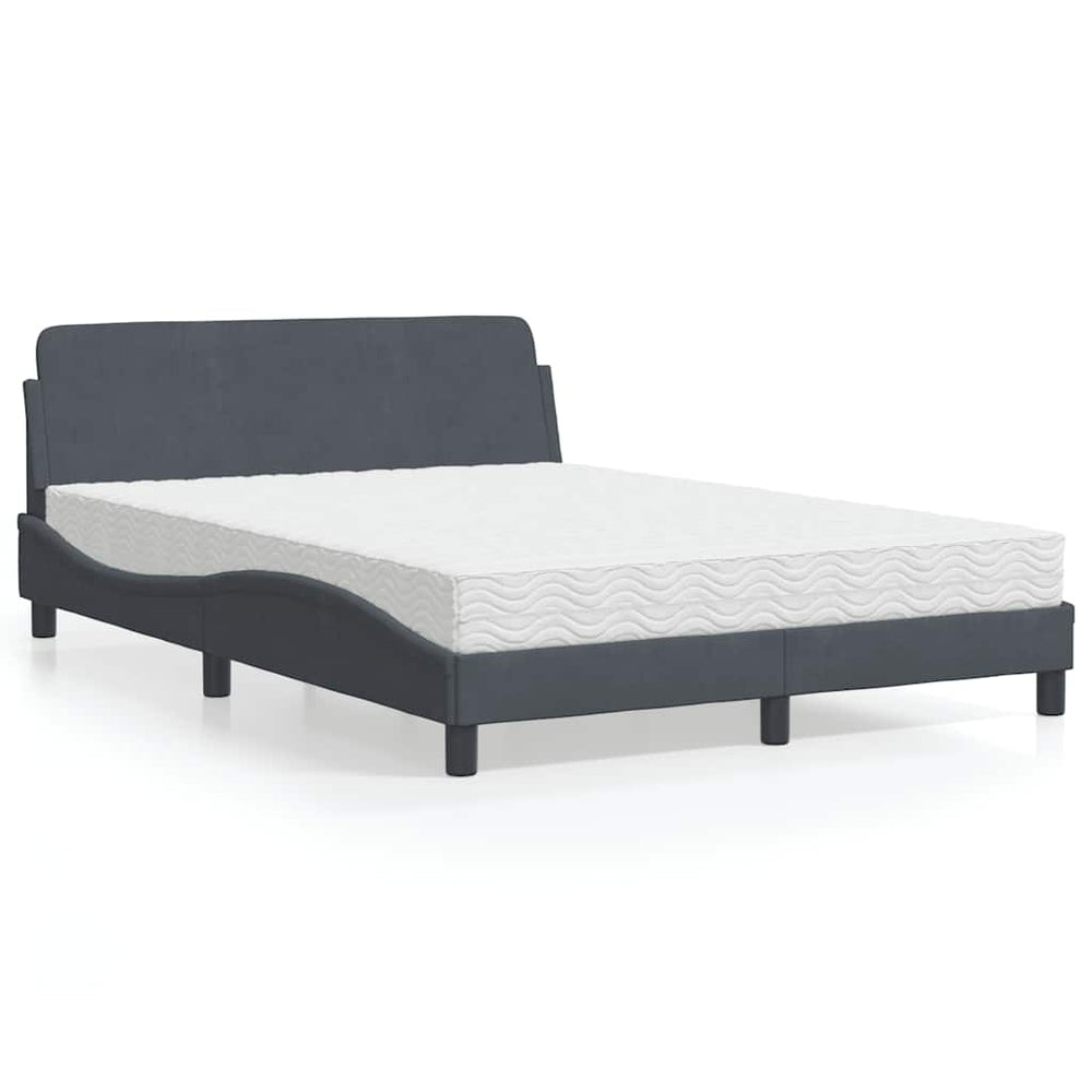 Bett mit Matratze "Dover" Dunkelgrau 120x200 cm Samt