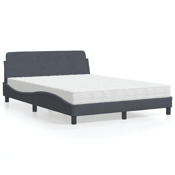 Bett mit Matratze "Dover" Dunkelgrau 120x200 cm Samt