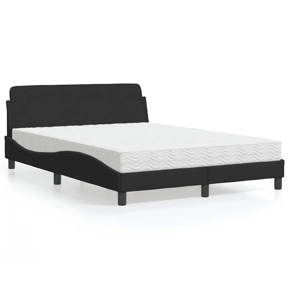 Bett mit Matratze Dover Schwarz 120x200 cm Samt