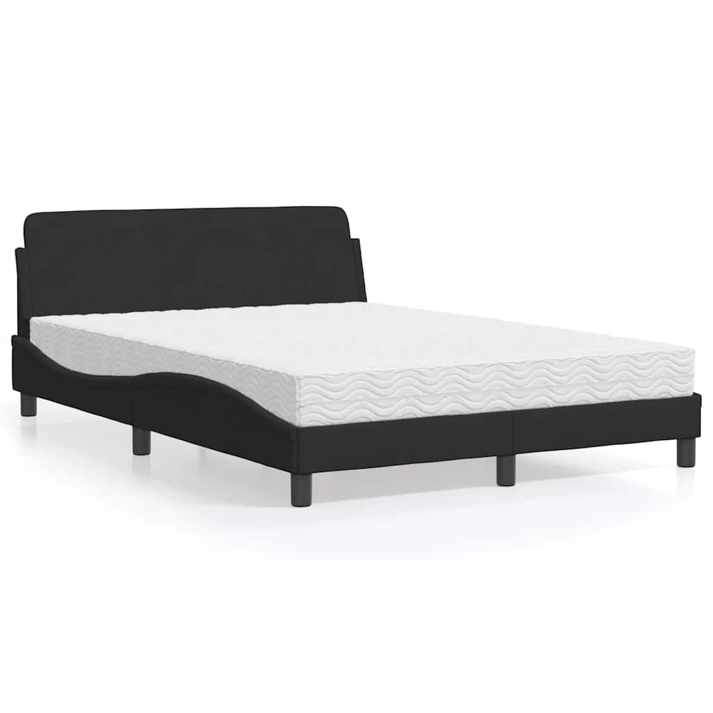 Bett mit Matratze Dover Schwarz 120x200 cm Samt