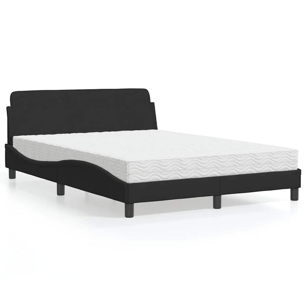 Bett mit Matratze Dover Schwarz 120x200 cm Samt