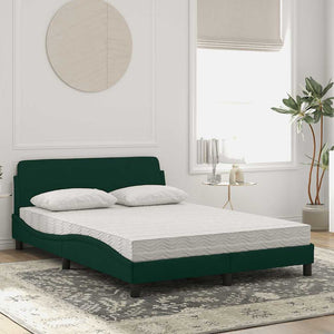 vidaXL Bed with Mattress "Dover" Dark Green 120x200 cm Velvet