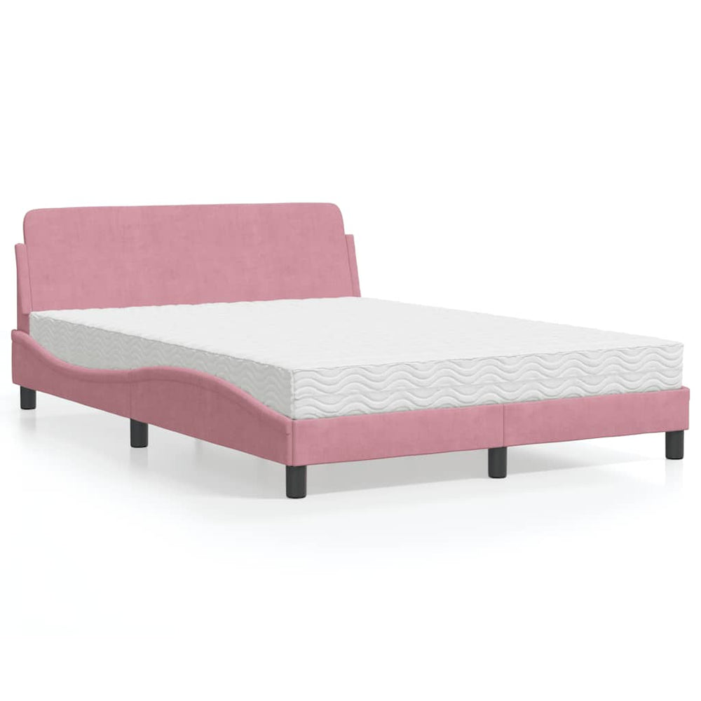 Bett mit Matratze Dover Rosa 120x200 cm Samt