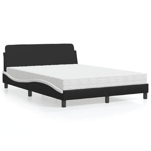 Bett mit Matratze 120x200 cm Kunstleder Schwarz/Weiß