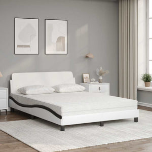 Bett mit Matratze 120x200 cm Kunstleder Weiß/Schwarz
