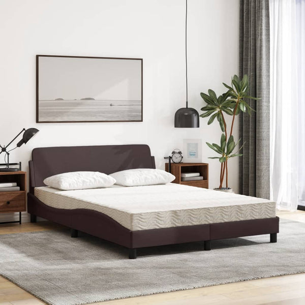 Bett mit Matratze Dunkelbraun 140x190 cm