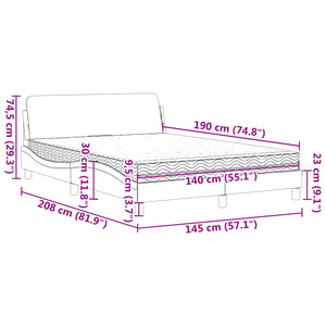 Bett mit Matratze Dover Dunkelgrau 140x190 cm