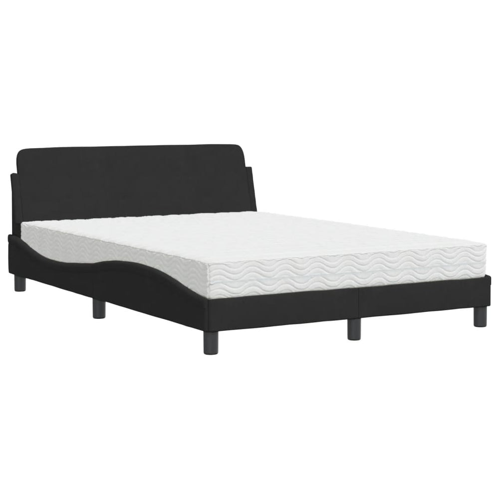 vidaXL Bed with Mattress "Dover" Black 140x190 cm Velvet
