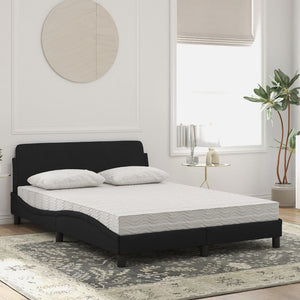 Schwarzes Samtbett mit Matratze 140x190 cm