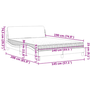 Schwarzes Samtbett mit Matratze 140x190 cm