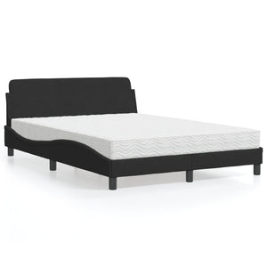 Schwarzes Samtbett mit Matratze 140x190 cm