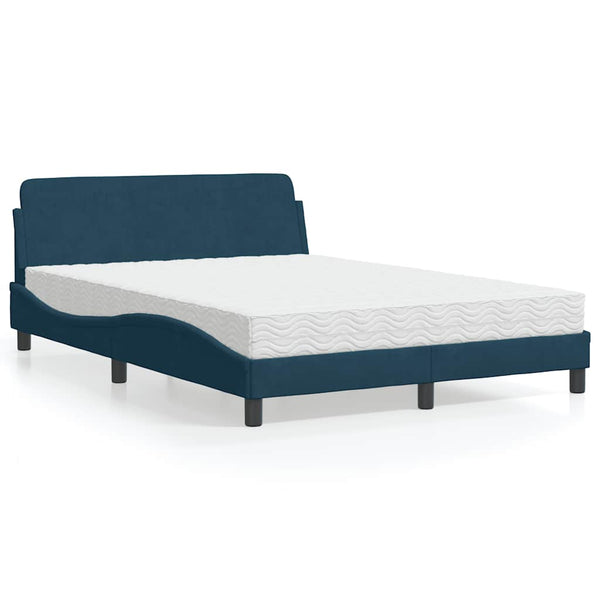 Bett mit Matratze Dover Blau Samt 140x190 cm
