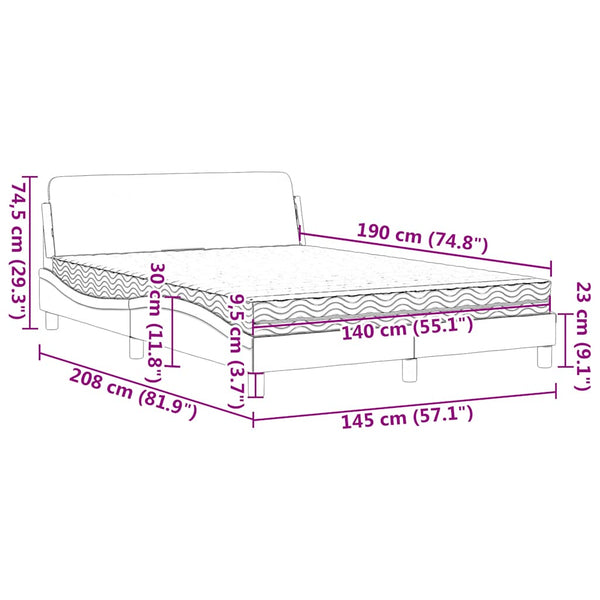 Bett mit Matratze Dover Blau Samt 140x190 cm