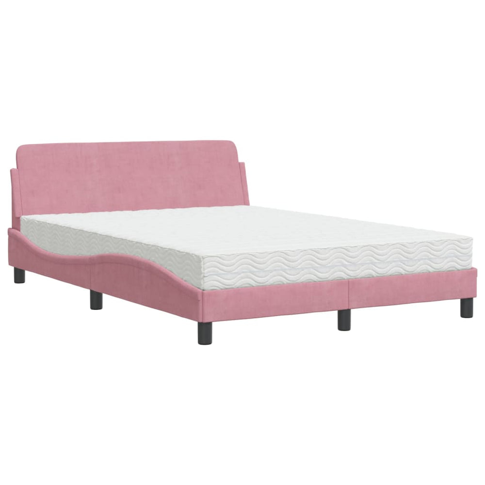 Bett mit Matratze Dover Rosa Samt 140x190 cm