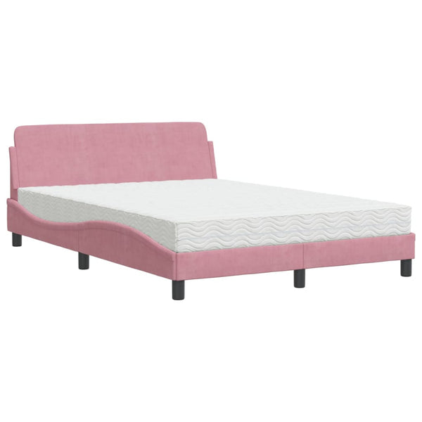 Bett mit Matratze Dover Rosa Samt 140x190 cm