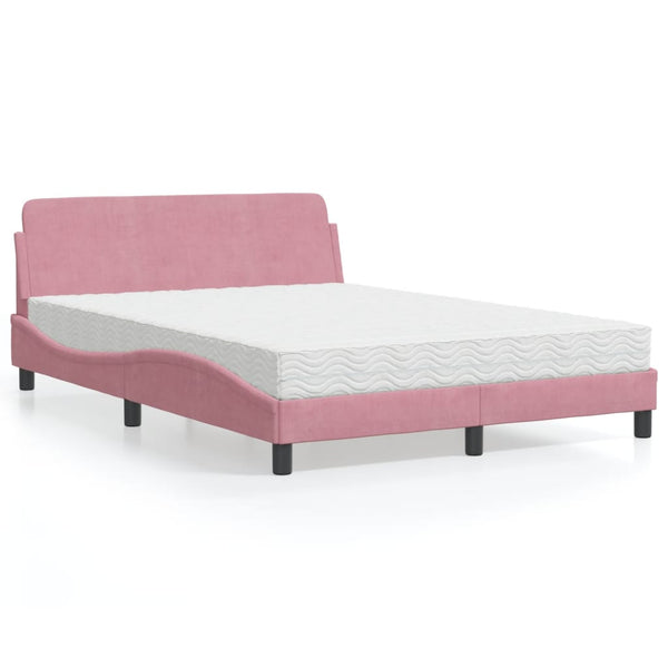 Bett mit Matratze Dover Rosa Samt 140x190 cm