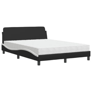Bett mit Matratze Dover 140x190 cm Kunstleder Schwarz/Weiß
