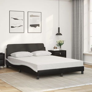 Bett mit Matratze Dover 140x190 cm Kunstleder Schwarz/Weiß