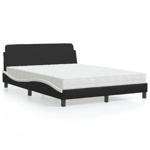 Bett mit Matratze Dover 140x190 cm Kunstleder Schwarz/Weiß