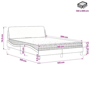 Bett mit Matratze Dover Hellgrau 140x200 cm