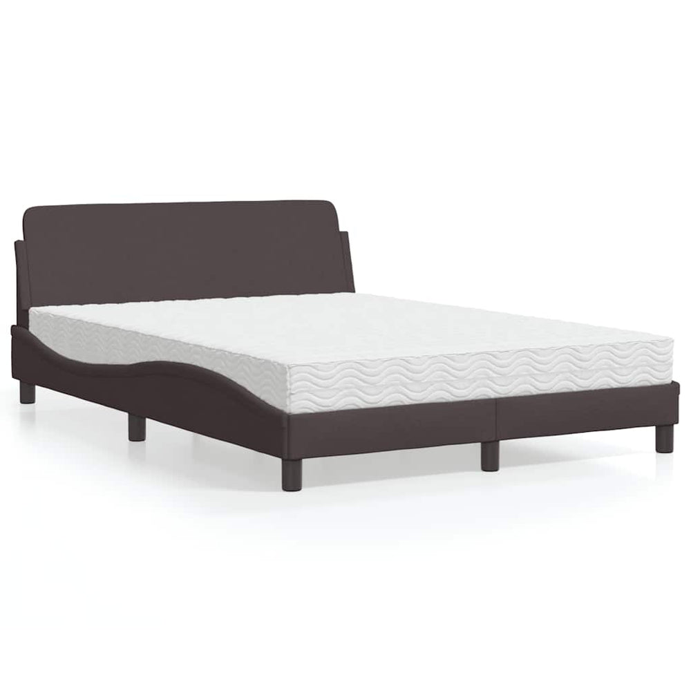Bett mit Matratze Dunkelbraun 140x200 cm