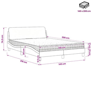 Bett mit Matratze Dover Hellgrau 140x200 cm