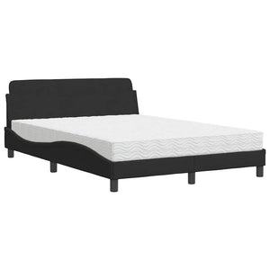 Bett mit Matratze Dover Schwarz 140x200 cm Samt