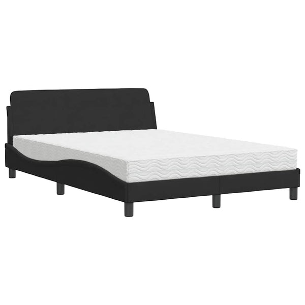 Bett mit Matratze Dover Schwarz 140x200 cm Samt