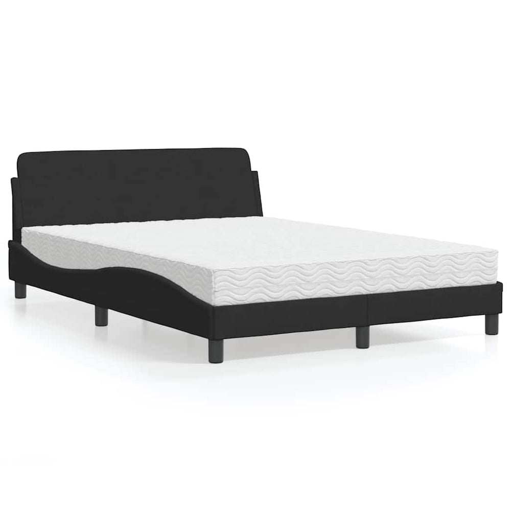 Bett mit Matratze Dover Schwarz 140x200 cm Samt