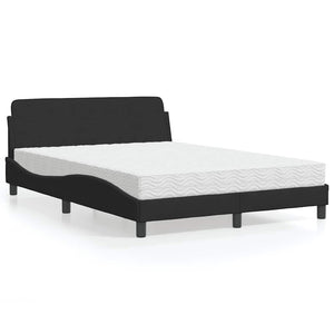 Bett mit Matratze Dover Schwarz 140x200 cm Samt