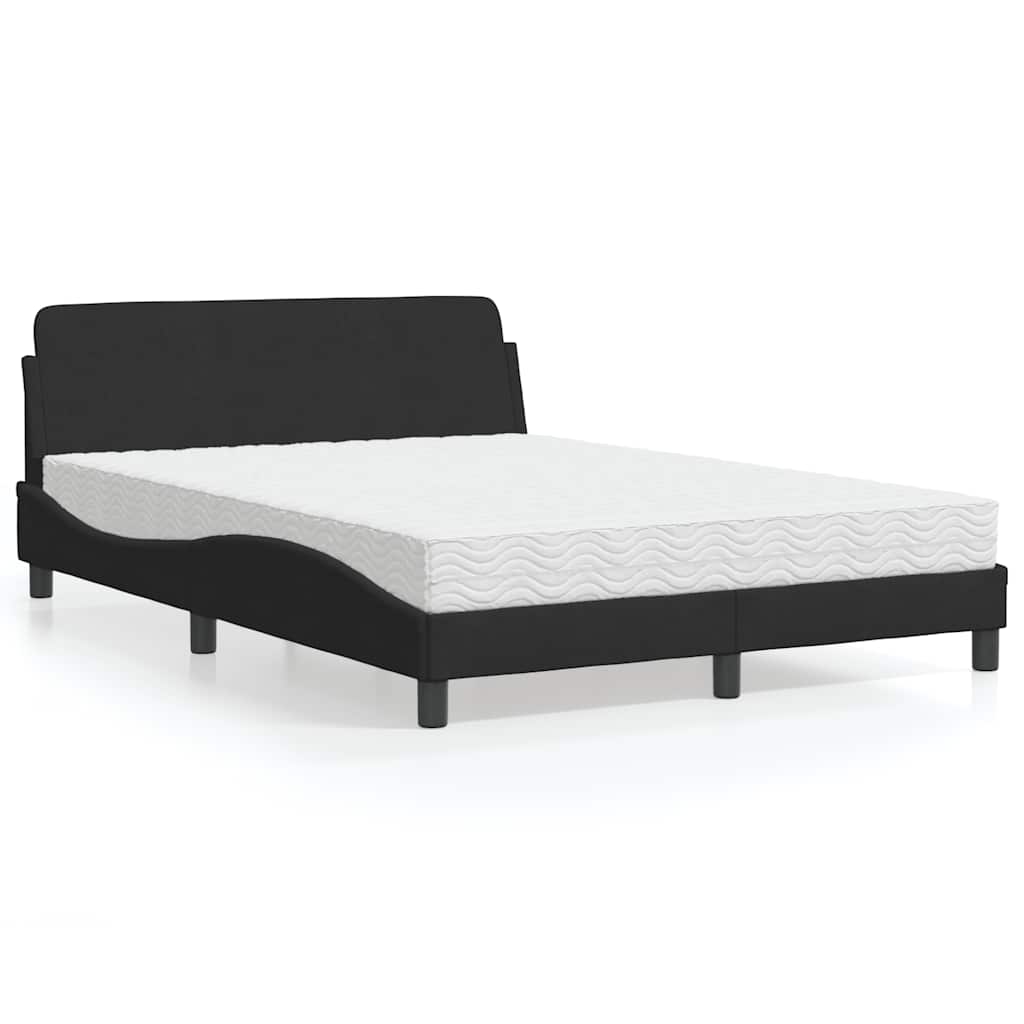 Bett mit Matratze Dover Schwarz 140x200 cm Samt
