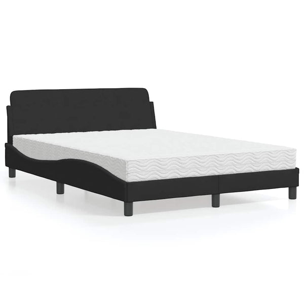 Bett mit Matratze Dover Schwarz 140x200 cm Samt