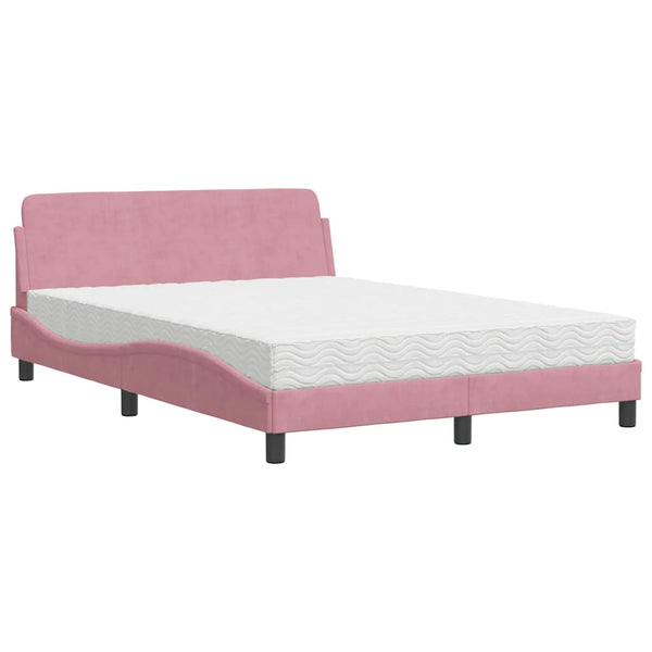 Bett mit Matratze Dover Rosa 140x200 cm Samt