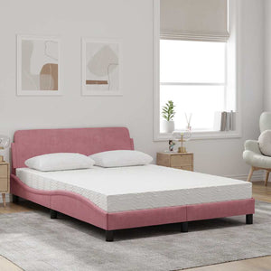 Bett mit Matratze Dover Rosa 140x200 cm Samt