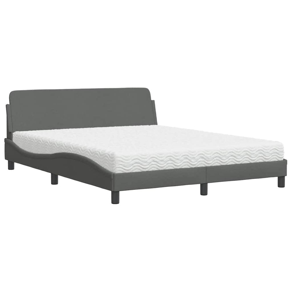 Bett mit Matratze Dunkelgrau 160x200 cm