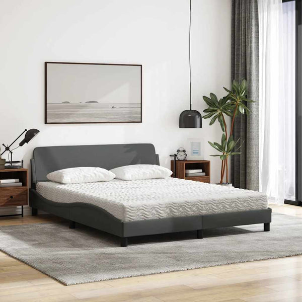 Bett mit Matratze Dunkelgrau 160x200 cm