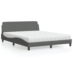 Bett mit Matratze Dunkelgrau 160x200 cm