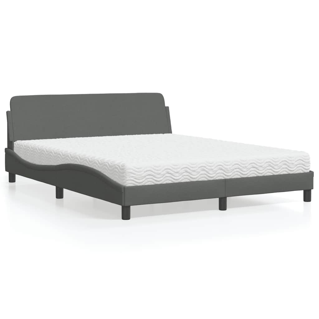 Bett mit Matratze Dunkelgrau 160x200 cm