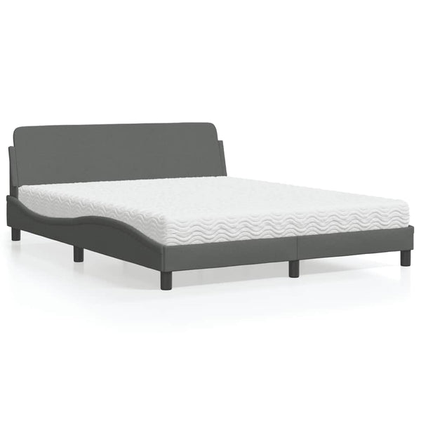 Bett mit Matratze Dunkelgrau 160x200 cm